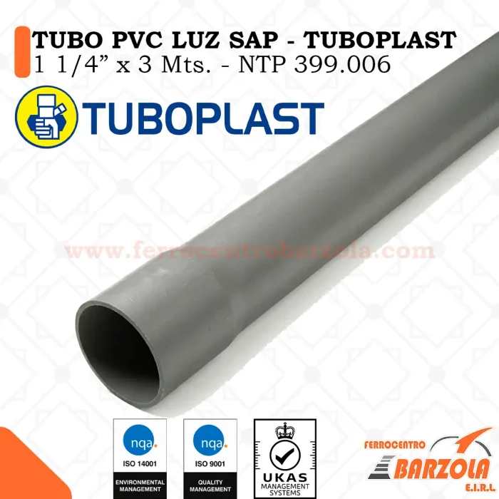 Tubo PVC Luz SAP 1 1/4" x 3 mts - TUBOPLAST