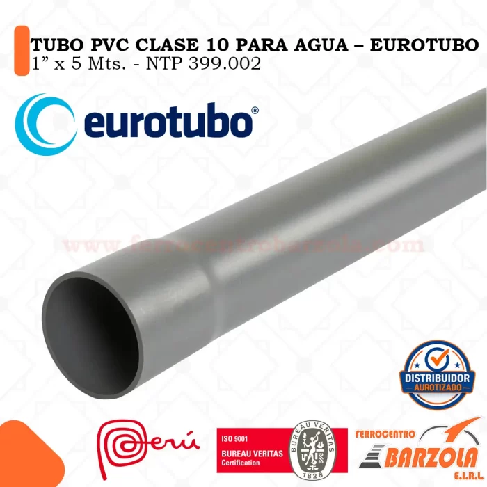 Tubo PVC Clase10 1"x5mts