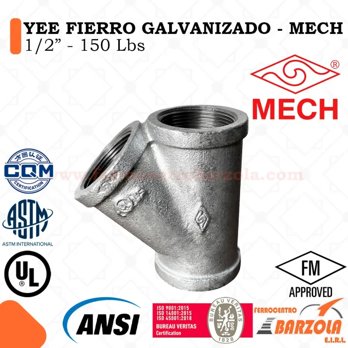 YEE Fierro Galvanizado 1/2" 150 libras - MECH