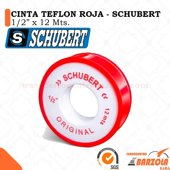 Cinta TEFLON ROJA 1/2" x 12 Mts - SCHUBERT