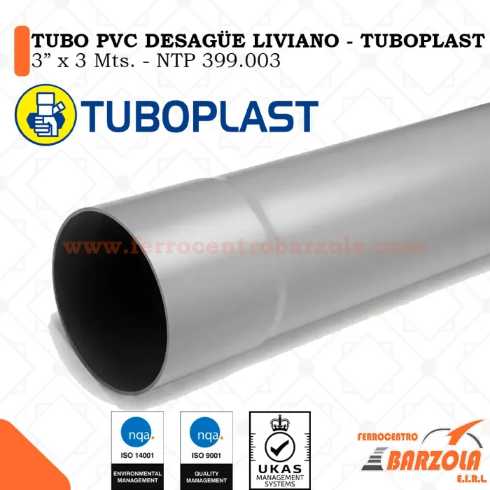 Tubo PVC Desagüe Liviano 3" x 3 mts - TUBOPLAST