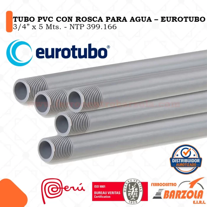 Tubo PVC C/R 3/4"x5mts AGUA - EUROTUBO