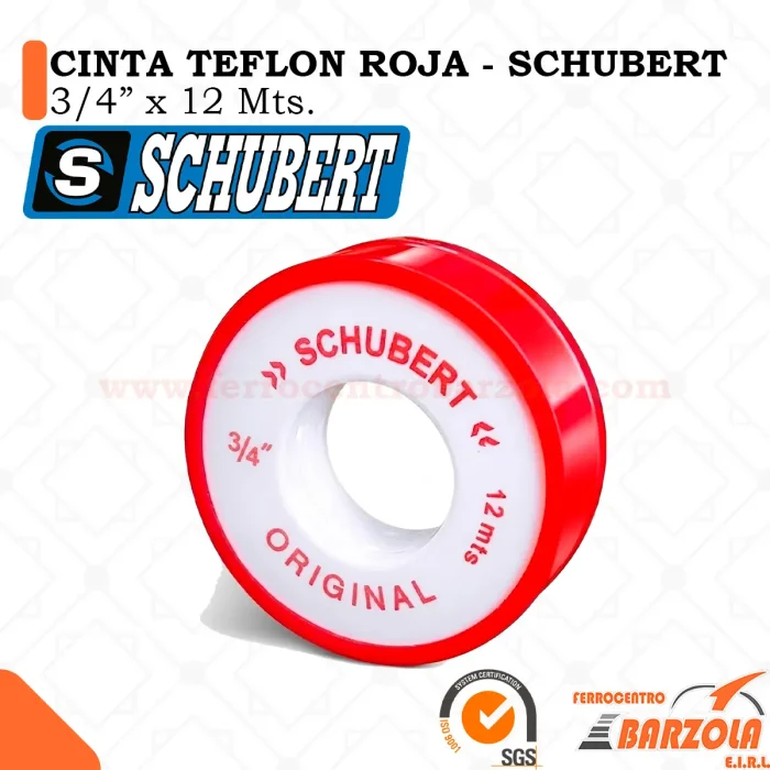 Cinta TEFLON ROJA 3/4" x 12 Mts - SCHUBERT