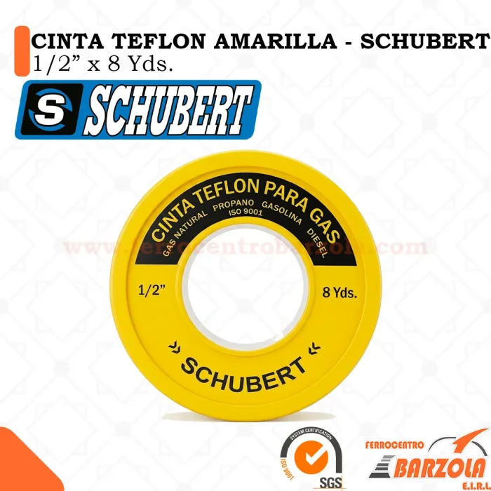 Cinta TEFLON Amarilla 1/2" x 8 Yds - SCHUBERT