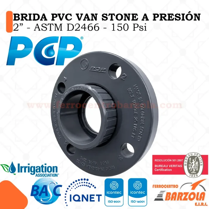 Brida PVC Van Stone Presión 2" - ASTM D2466 - 150 PSI - PCP