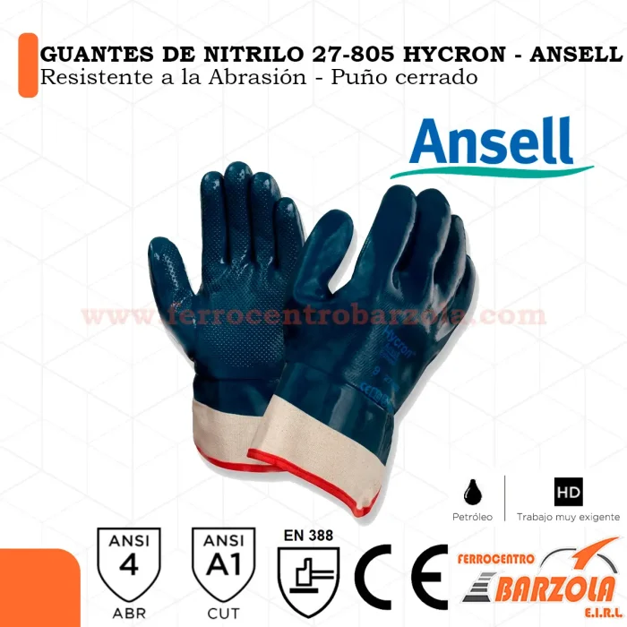 Guantes De Nitrilo 27-805 HYCRON - ANSELL
