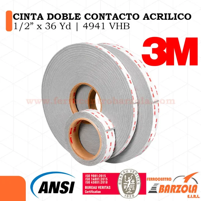 Cinta Doble Contacto Acrílico 1/2" x 36 YD 4941 VHB - 3M
