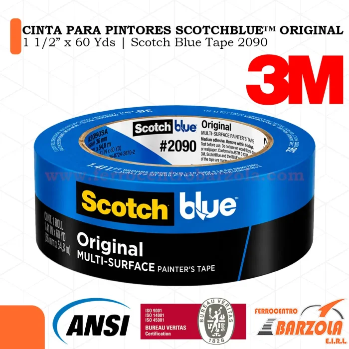 Cinta Para Pintores Scotch Blue ORIGINAL 1 1/2" x 60 Yds / Scotch Blue Tape 3000 - 3M