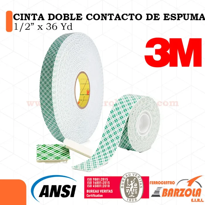 Cinta Doble Conta De Espuma 1/2" x 36 YD