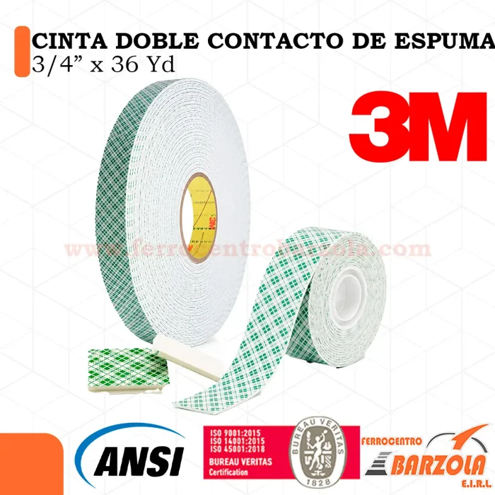 Cinta Doble Conta De Espuma 3/4" x 36 YD - 3M