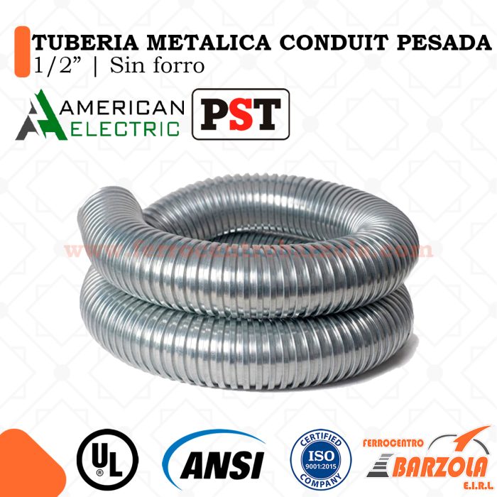 Tubería Metálica Conduit GALVANIZADA PESADA 1/2" - SIN FORRO - AMERICAN ELECTRIC