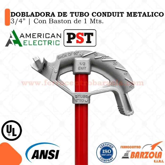 Dobladora De Tubo Conduit Metálico 3/4" con Bastón de 1 mts - AMERICAN ELECTRIC PST