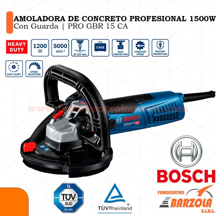 Amoladora De Concreto Profesional 1500w con Guarda / PRO GBR 15 CA - BOSCH