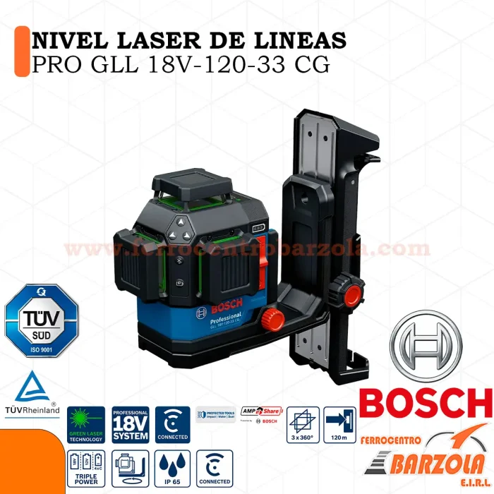 Nivel Laser de Líneas PRO GLL 18V-120-33 CG - BOSCH