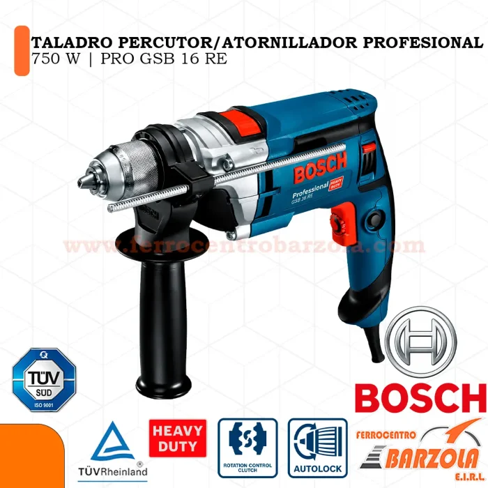 Taladro Percutor/Atornillador Profesional 750w / PRO GSB 16 RE - BOSCH