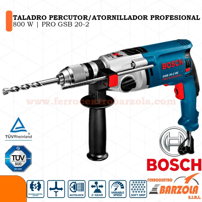 Taladro Percutor/Atornillador Profesional 800w / PRO GSB 20-2 - BOSCH