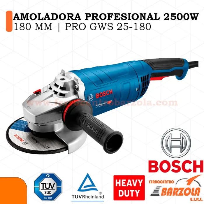 Amoladora Profesional 2500w 180mm / PRO GWS 25-180 - BOSCH