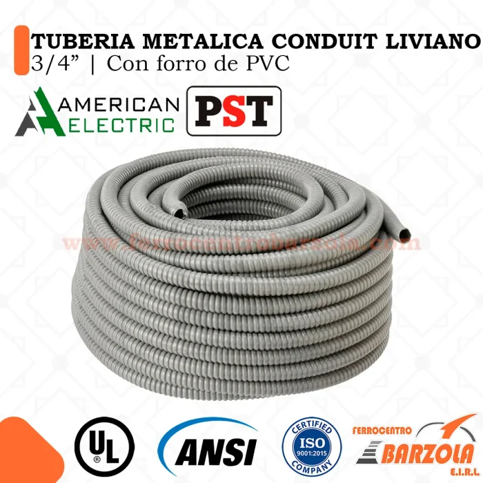 Tubería Metálica Galvanizado Conduit Liviano 3/4" / Con Forro de PVC - AMERICAN ELECTRIC