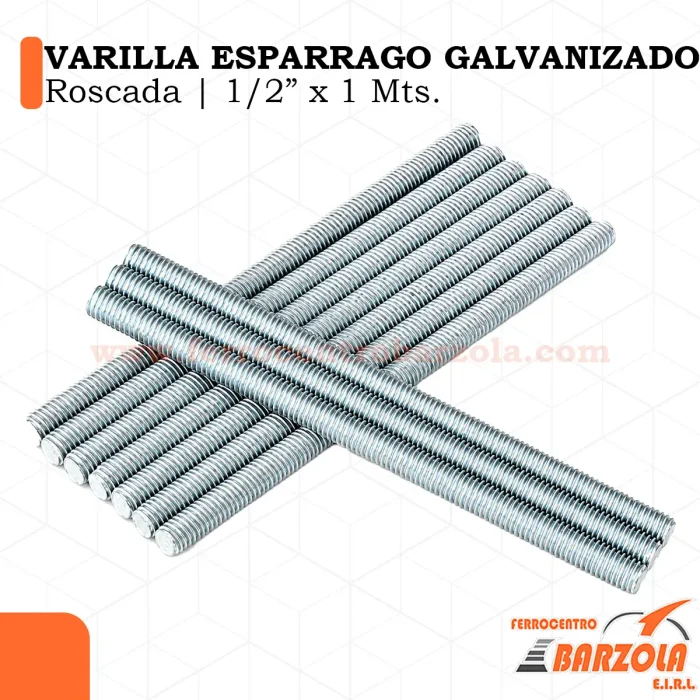 Varilla Esparrago Galvanizado Roscada - 1 1/2" x 1 mts