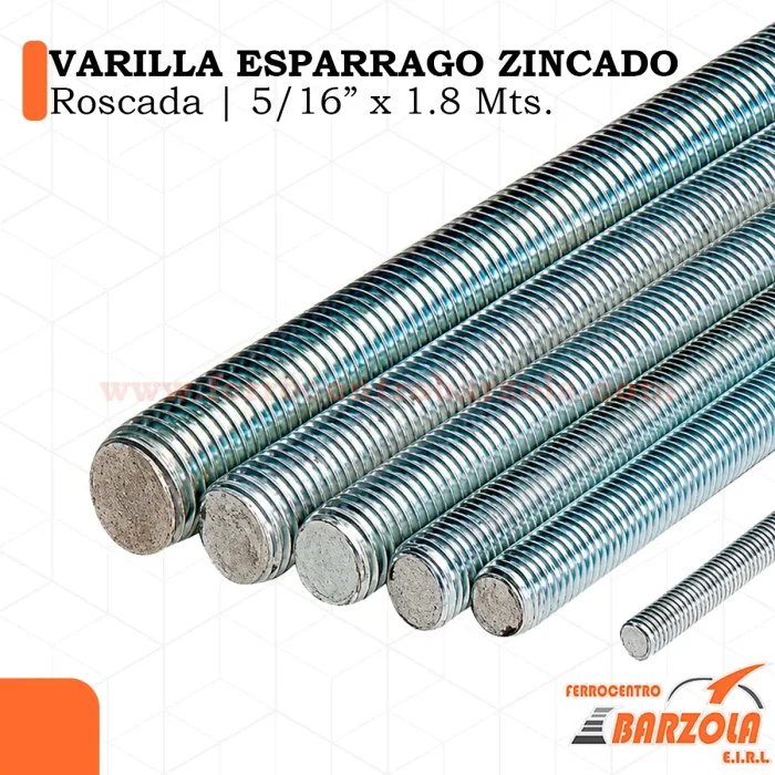 Varilla Esparrago ZINCADO Roscada - 5/16" x 1.8mts